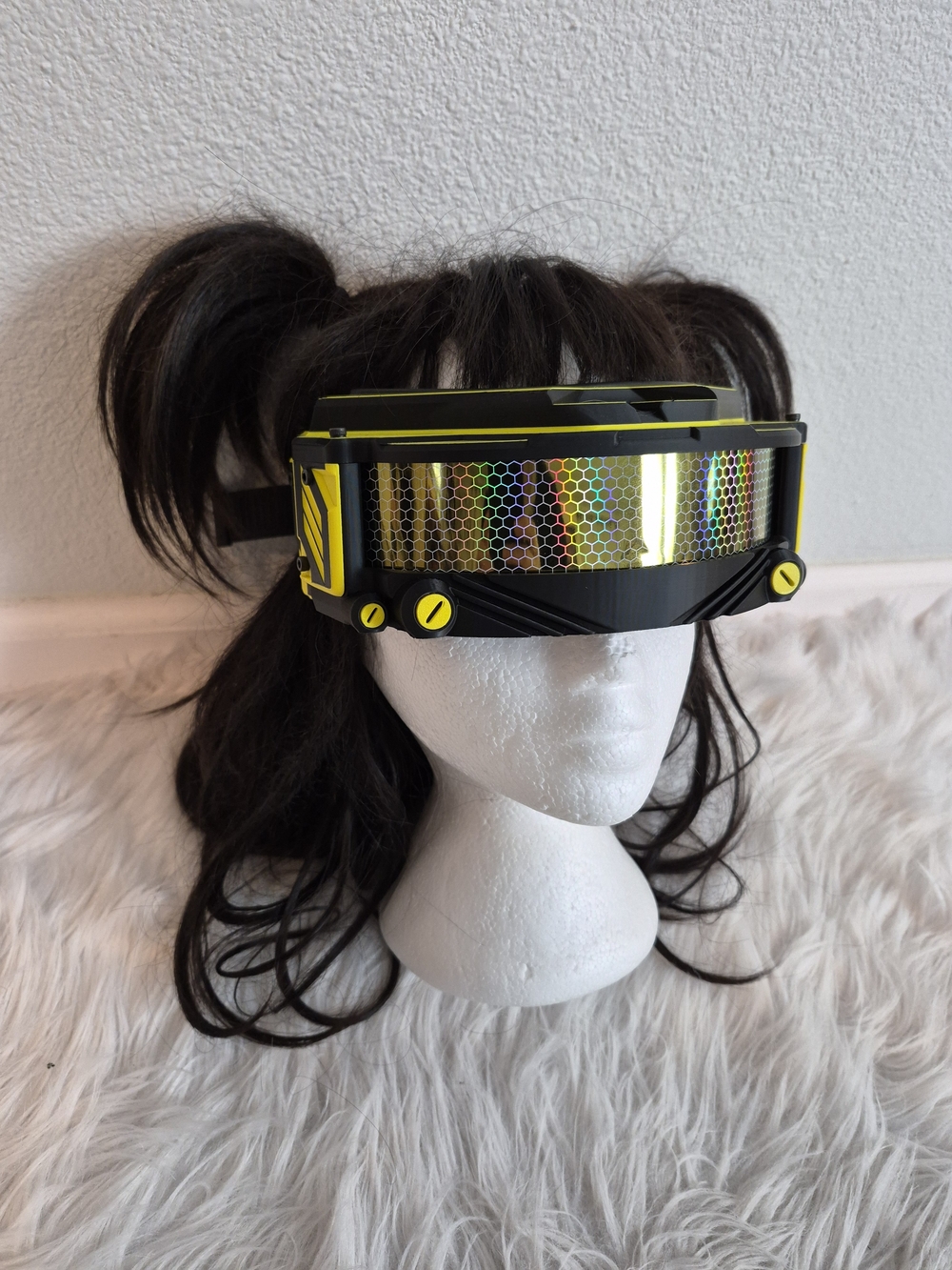 GaryStarInnovations Futuristic Cybergoth Rave Visor - Black & Neon Yellow